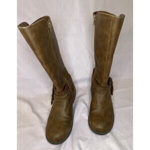 JUSTICE FOR GIRLS Western Brown Leather Tall Riding Boots WOMEN’s SIZE 7